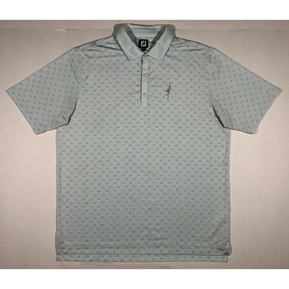 FootJoy Polo Shirt Mens XL Light Blue All Over Weather Print Golf Performance